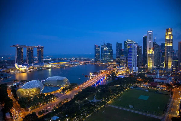 Singapore. Downtown overview at night. Credit as: Jim Zuckerman  /  Jaynes Gallery  /  DanitaDelimont