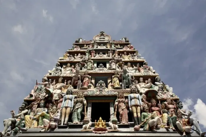 Framed Print : Singapore. Hindu Religious figures decorating the entrance of Sri Mariamman Temple Framed Print : Singapore. Hindu Religious figures decorating the entrance of Sri Mariamman Temple