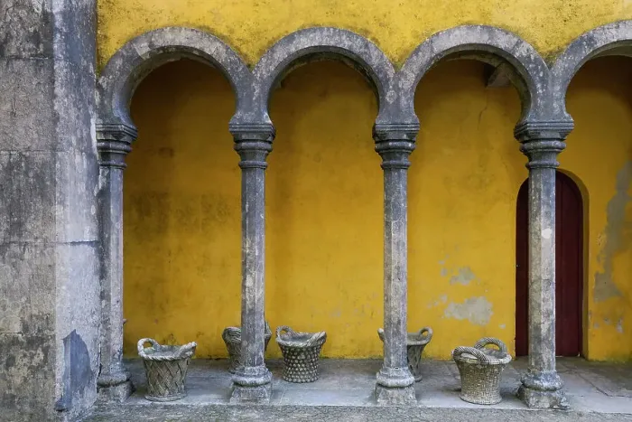 Framed Print : Sintra, Portugal. Pena Palace. The castle and monastery was built in the late 1400's and was later purchased in 1838 by King Ferdinand and the palace was built and completed by 1854. Designated UNESCO site