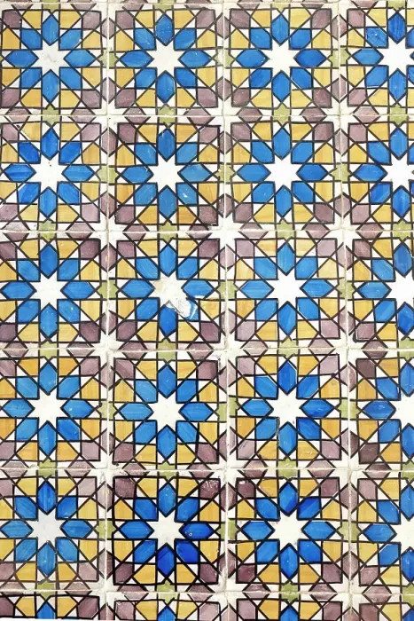 Framed Print : Sintra, Portugal. Pena Palace. site. Traditional tiles on a wall at the palace