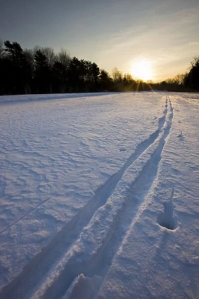 Ski tracks at the Willowbrook Farm Preserve in Pembroke, Massachusetts. Wildlands