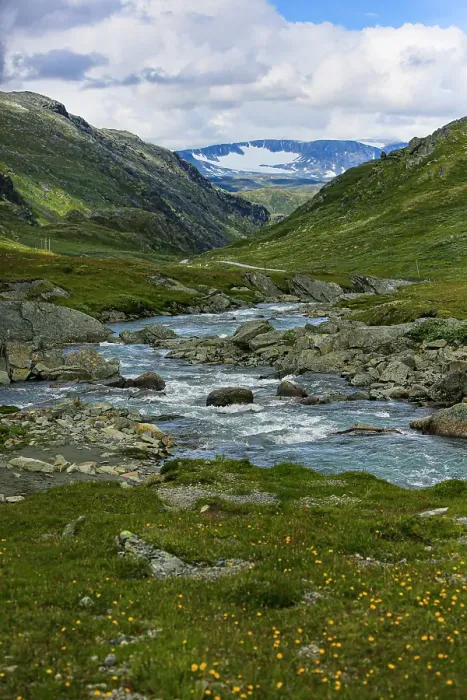 Framed Print : Skjolden, Jotunheimen National Park, Norway. Glacier stream and mountains Framed Print : Skjolden, Jotunheimen National Park, Norway. Glacier stream and mountains