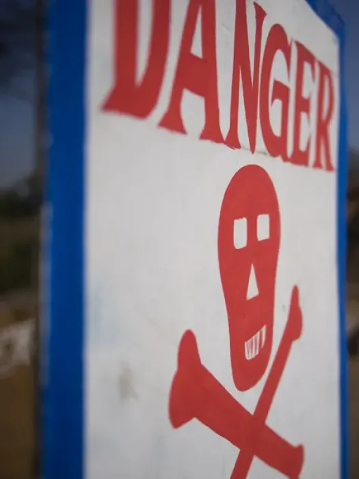 Framed Print : Skull and crossbones danger sign, Udaipur, Rajasthan, India