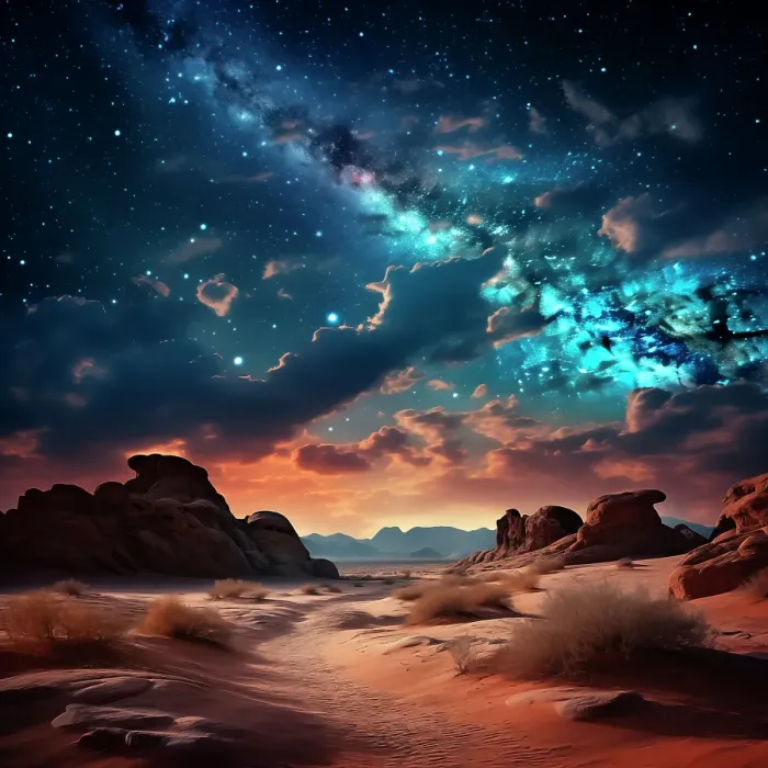 Framed Print : Sky and desert landscape. (AI Generated) Framed Print : Sky and desert landscape. (AI Generated)