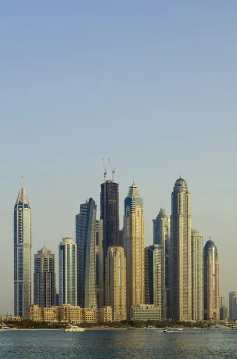 Framed Print : Skyline of buildings around the Dubai Marina, Dubai, United Arab Emirates (UAE)