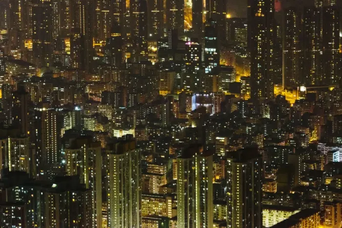 Framed Print : Skyline in downtown at dusk, Hong Kong, China