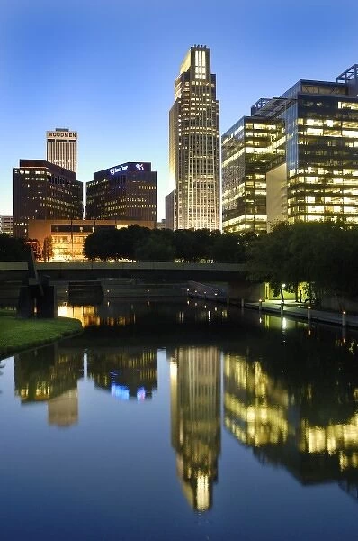 The skyline of downtown Omaha comes alive at dusk