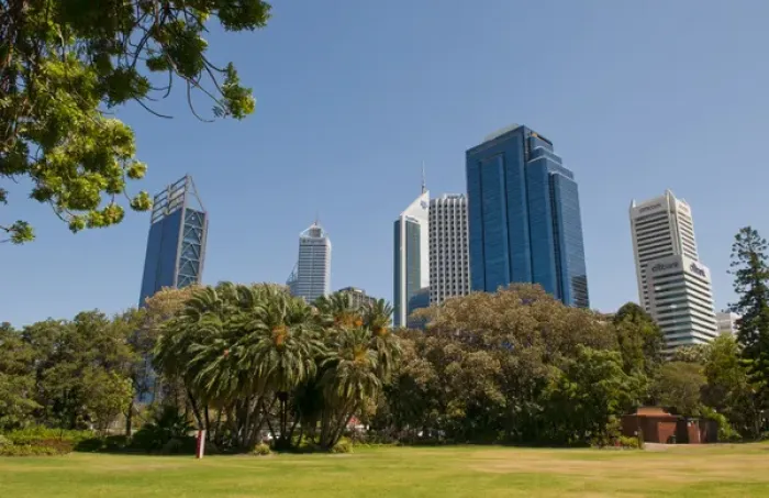 Framed Print : Skyline of new buildings in Perth in Western Australia Australia