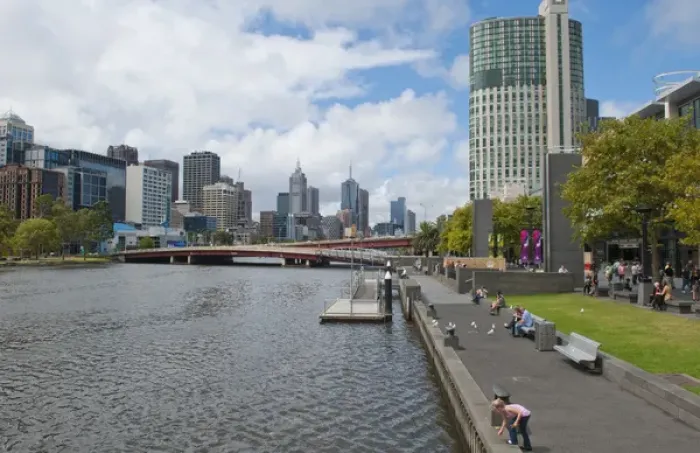 Framed Print : Skyline along Yarra River in Melbourne Victoria Australia