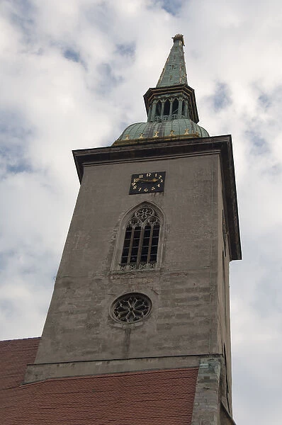 Slovakia, Bratislava. Coronation Church, clock & bell tower