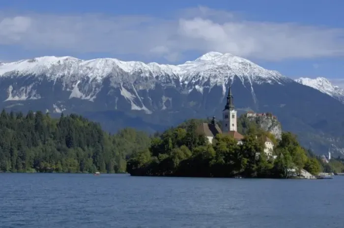 Framed Print : Slovenia, Bled, Lake Bled, Bled Island, Bled Castle and Julian Alps Framed Print : Slovenia, Bled, Lake Bled, Bled Island, Bled Castle and Julian Alps