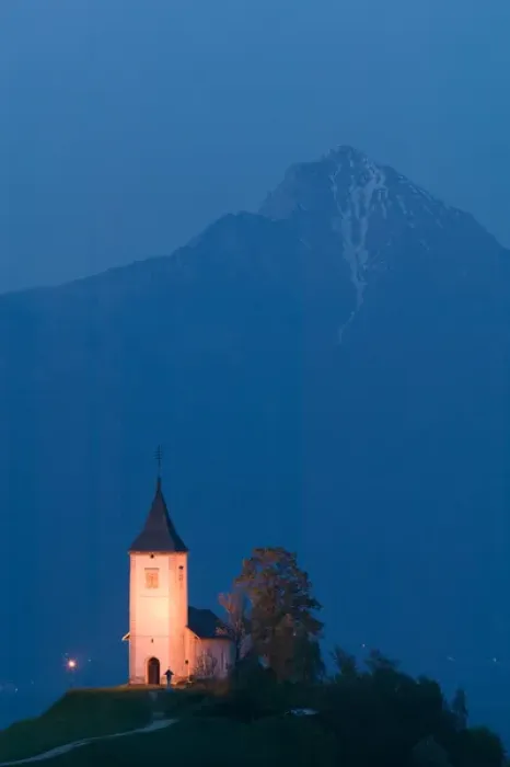 Framed Print : SLOVENIA-GORENJSKA-Jamnik: Church of St. Prim & Kamnik-Savinja Alps / Evening Framed Print : SLOVENIA-GORENJSKA-Jamnik: Church of St. Prim & Kamnik-Savinja Alps / Evening