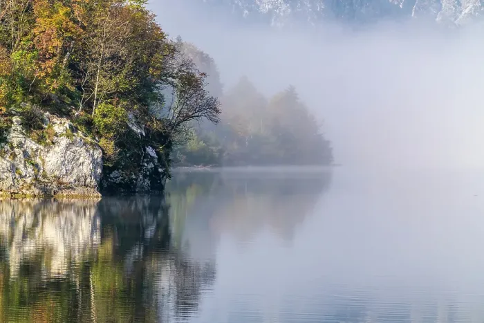 Framed Print : Slovenia, Lake Bohinj. Foggy morning on lake. ©Cathy & Gordon Illg / Jaynes Gallery / DanitaDelimont.com Framed Print : Slovenia, Lake Bohinj. Foggy morning on lake. ©Cathy & Gordon Illg / Jaynes Gallery / DanitaDelimont.com