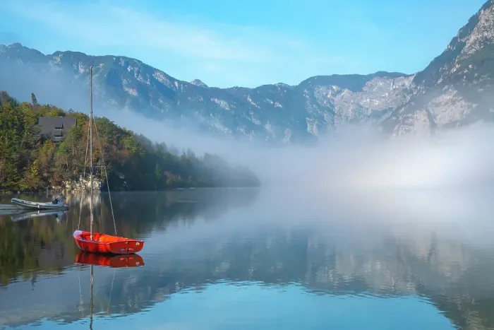Framed Print : Slovenia, Lake Bohinj. Lake boats on foggy morning. ©Cathy & Gordon Illg / Jaynes Gallery / DanitaDelimont.com Framed Print : Slovenia, Lake Bohinj. Lake boats on foggy morning. ©Cathy & Gordon Illg / Jaynes Gallery / DanitaDelimont.com