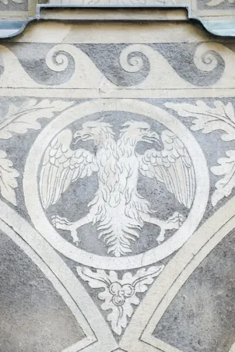 Framed Print : Slovenia, Ljubljana, City Hall, Double Headed Eagle Austrian Coat of Arms on Courtyard Framed Print : Slovenia, Ljubljana, City Hall, Double Headed Eagle Austrian Coat of Arms on Courtyard