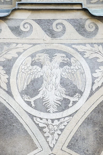 Slovenia, Ljubljana, City Hall, Double Headed Eagle Austrian Coat of Arms on Courtyard