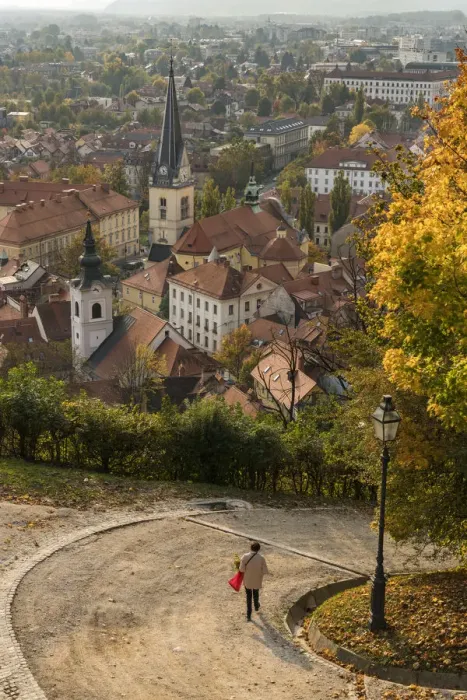 Framed Print : Slovenia, Ljubljana. Late afternoon light falling on the heart of the old town