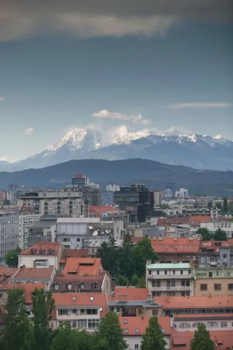 Framed Print : SLOVENIA-Ljubljana (Slovenian Capital): Late Afternoon View of City & Kamnik-Savinja