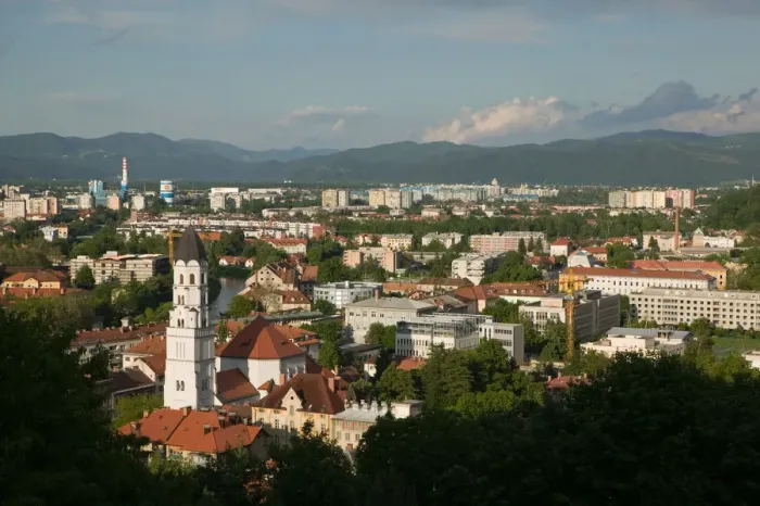 Framed Print : SLOVENIA-Ljubljana (Slovenian Capital): View of Eastern Suburbs (Poljane)