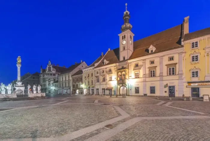 Framed Print : Slovenia, Maribor, Maribor Town Hall Square at Dawn Framed Print : Slovenia, Maribor, Maribor Town Hall Square at Dawn