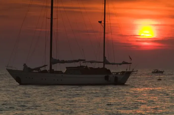 Framed Print : SLOVENIA-PRIMORSKA-Piran: Piran Harborfront - Yacht & Sunset