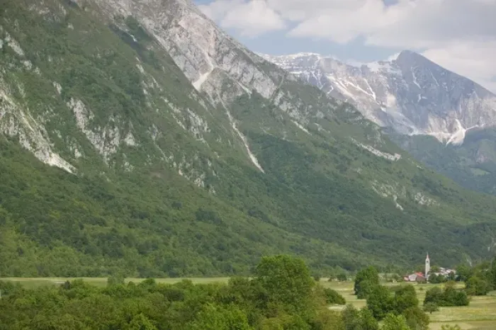 Framed Print : SLOVENIA-PRIMORSKA-Trnovo Ob Soci: Town View along Soca River Valley Framed Print : SLOVENIA-PRIMORSKA-Trnovo Ob Soci: Town View along Soca River Valley
