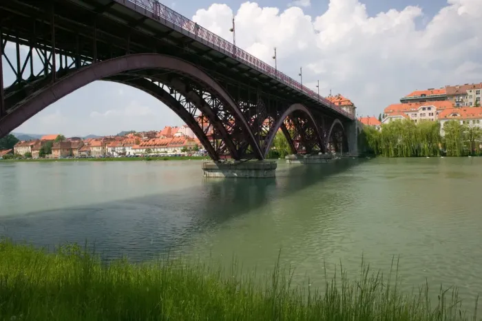 Framed Print : SLOVENIA-Stajerska-Maribor: Afternoon View of Lent Waterfront Area along Drava River