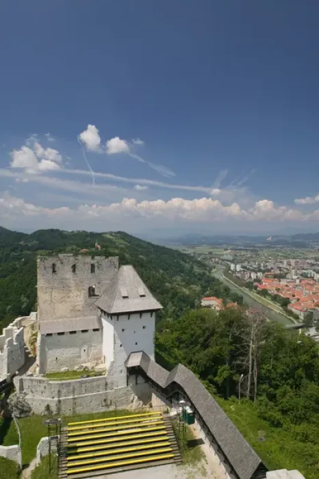 Framed Print : SLOVENIA-STAJERSKA (Styria) -Celje: Town View with Celje Castle  /  Daytime  /  Summer