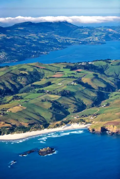Framed Print : Smails Beach, Dunedin - aerial Framed Print : Smails Beach, Dunedin - aerial