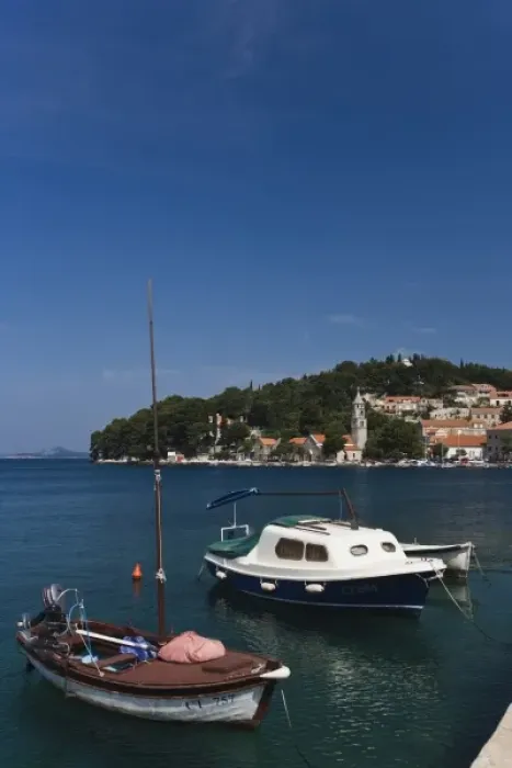 Framed Print : Small boats docked in harbor, Hvar Island, one of the most famous Dalmatian Islands Framed Print : Small boats docked in harbor, Hvar Island, one of the most famous Dalmatian Islands