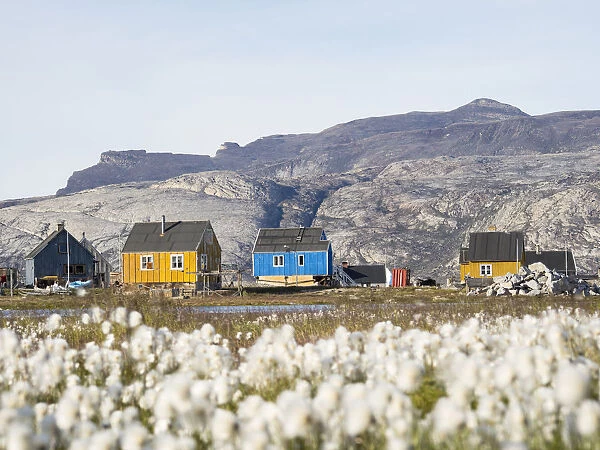 Small fishing village Ikerasak on Ikerask island in the Uummannaq Fjord System, Greenland