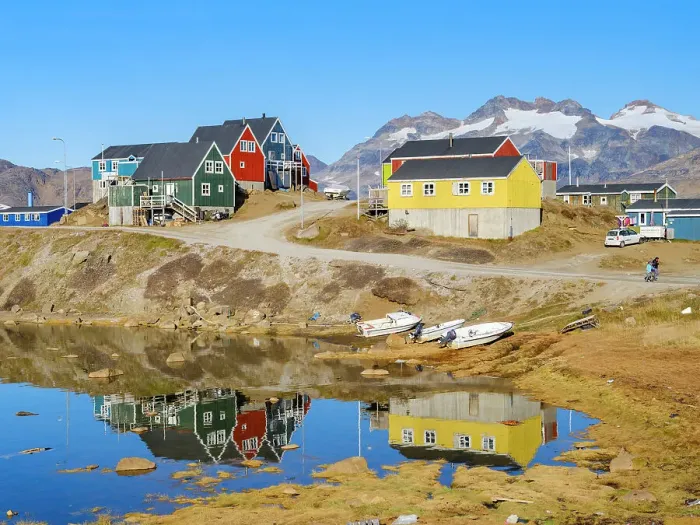 Framed Print : The small harbor. Town Tasiilaq (formerly called Ammassalik), Kingdom of Denmark