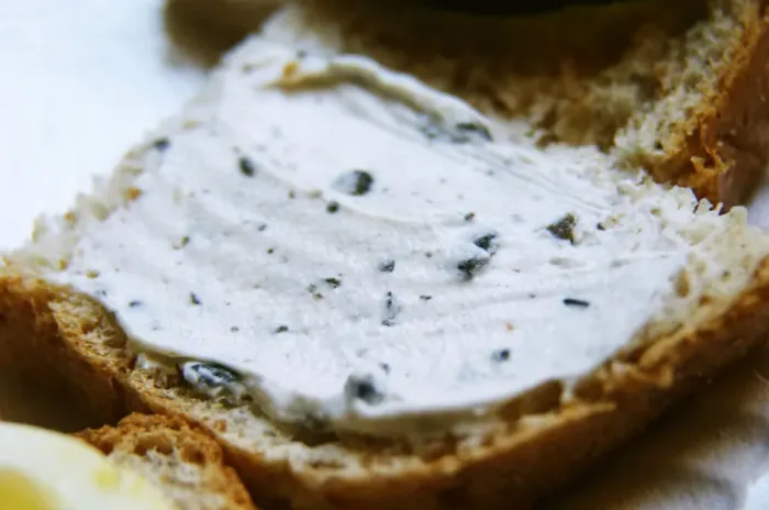 Framed Print : A small piece of bread with truffles butter Truffiere de la Bergerie (Truffiere)