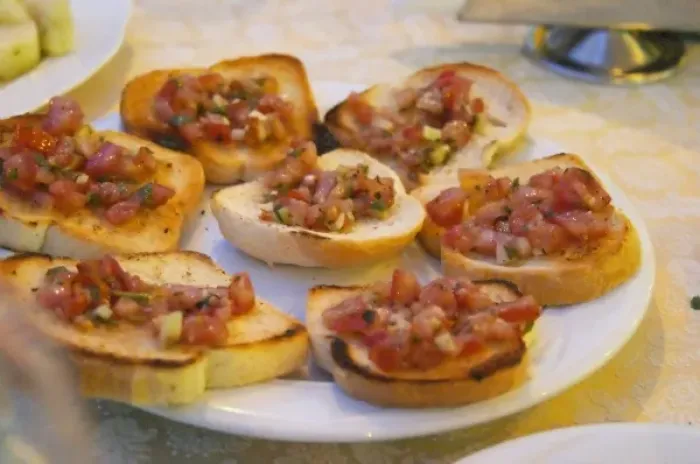Framed Print : Small pieces of bread croutons with tomato bruschetta-like. Tirana capital. Albania, Balkan, Europe Framed Print : Small pieces of bread croutons with tomato bruschetta-like. Tirana capital. Albania, Balkan, Europe