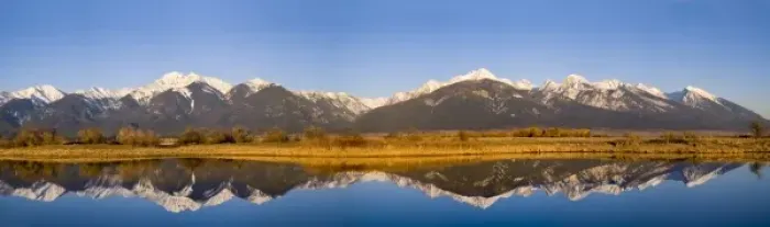 Framed Print : Small pond yields refelction of the Mission Mountains at Ninepipes NWR In Montana Framed Print : Small pond yields refelction of the Mission Mountains at Ninepipes NWR In Montana