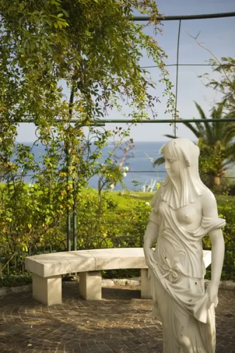 Framed Print : small statue in rose garden. Coast of France between Villefranche and Monaco Framed Print : small statue in rose garden. Coast of France between Villefranche and Monaco