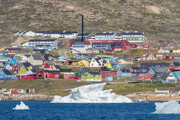 The small town Narsaq in the South of Greenland. America, North America, Greenland