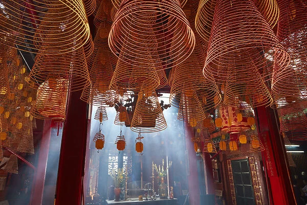 Smoke and incense coils, inside Ong Pagoda, Can Tho, Mekong Delta, Vietnam