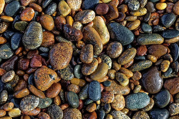 Smooth granite pebbles on beach of Lake Superior, Whitefish Point, Upper Peninsula