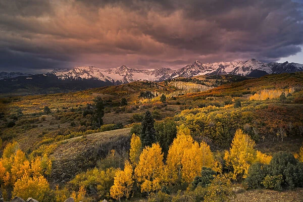 Sneffels Range at sunset from Dallas Divide, Uncompahgre National Forest, Colorado