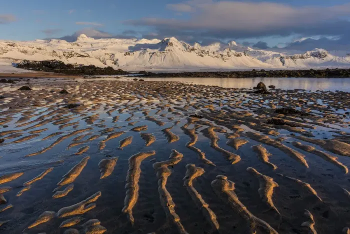 Framed Print : Snow capped mountain above the North Atlanic shoreline on the Snaefellsnes peninsula
