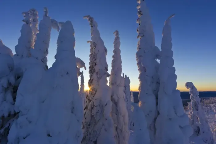Framed Print : Snowghosts at sunset looking west to the Salish Mountains from the summit of Big