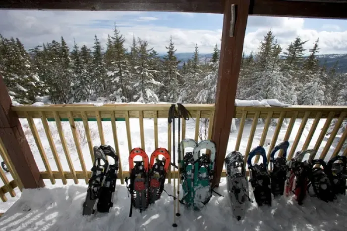 Framed Print : Snowshoes on the front porch of the Appalachian Mountain Clubs Hi-Cabin on Mount Framed Print : Snowshoes on the front porch of the Appalachian Mountain Clubs Hi-Cabin on Mount