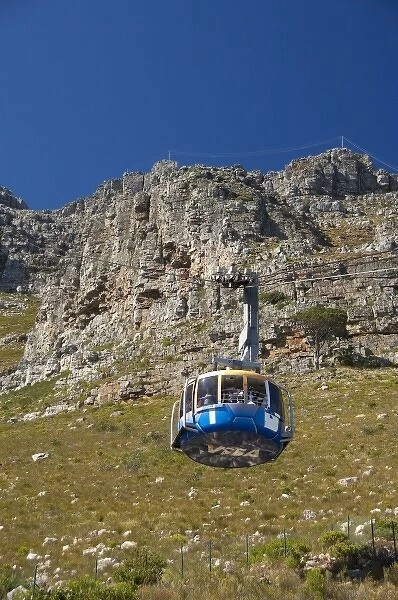 South Africa, Cape Town, Table Mountain National Park. Cableway aerial tram and mountain top tram