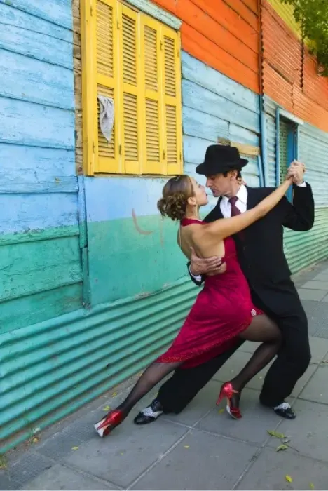 Framed Print : South America, Argentina, Buenos Aires, La Boca. Couple showing one of many tango dance positions Framed Print : South America, Argentina, Buenos Aires, La Boca. Couple showing one of many tango dance positions