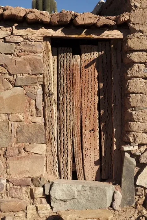 Framed Print : South America, Argentina, Province Jujuy, Tilcara - entrance made out of cactus wood