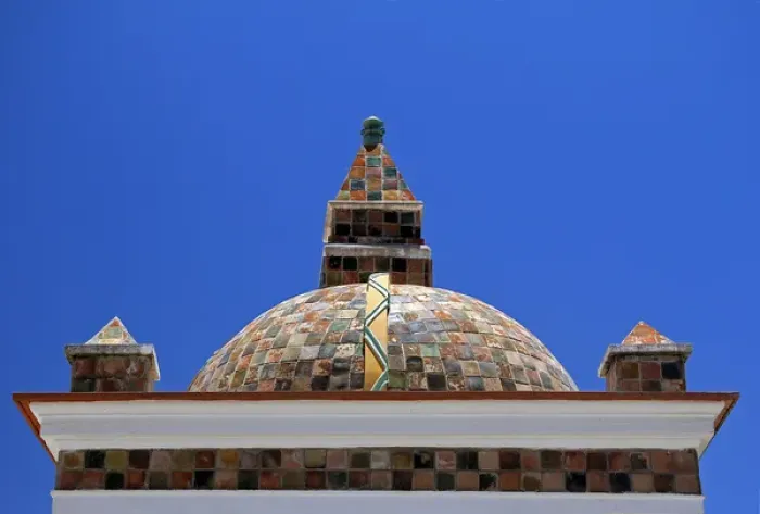 Framed Print : South America, Bolivia, Copacabana. Basilica of Our Lady of Copacabana dome roof