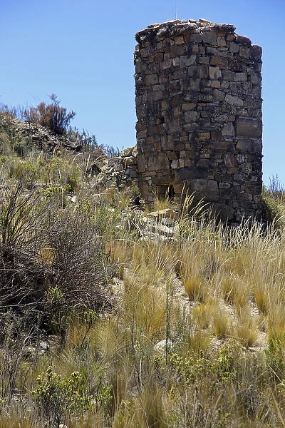 South America, Bolivia, Kala Uta Island. Chullpa, or funerary tower, of Lake Titicaca