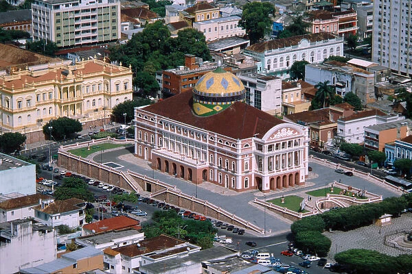 South America, Brazil, Amazon, Amazon River, Manaus. Aerial view of the famous landmark
