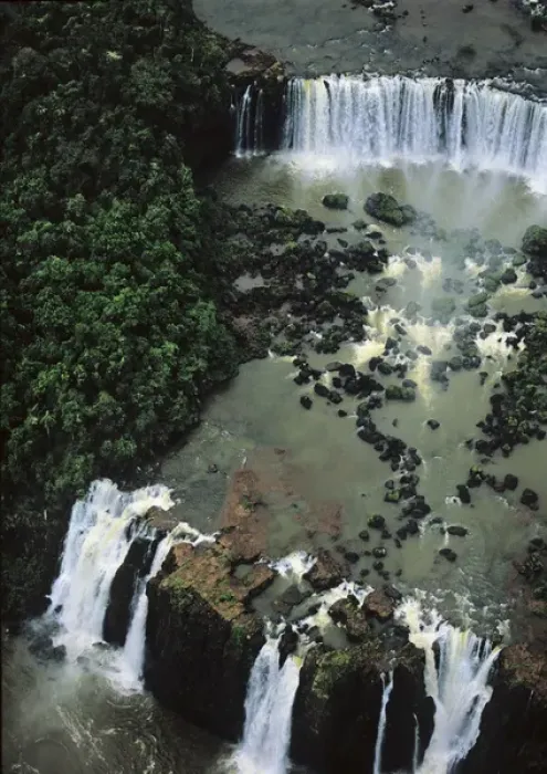 Framed Print : South America, Brazil, Argentina, Igwazu, Igwacu Falls thunder into the Igwacu River
